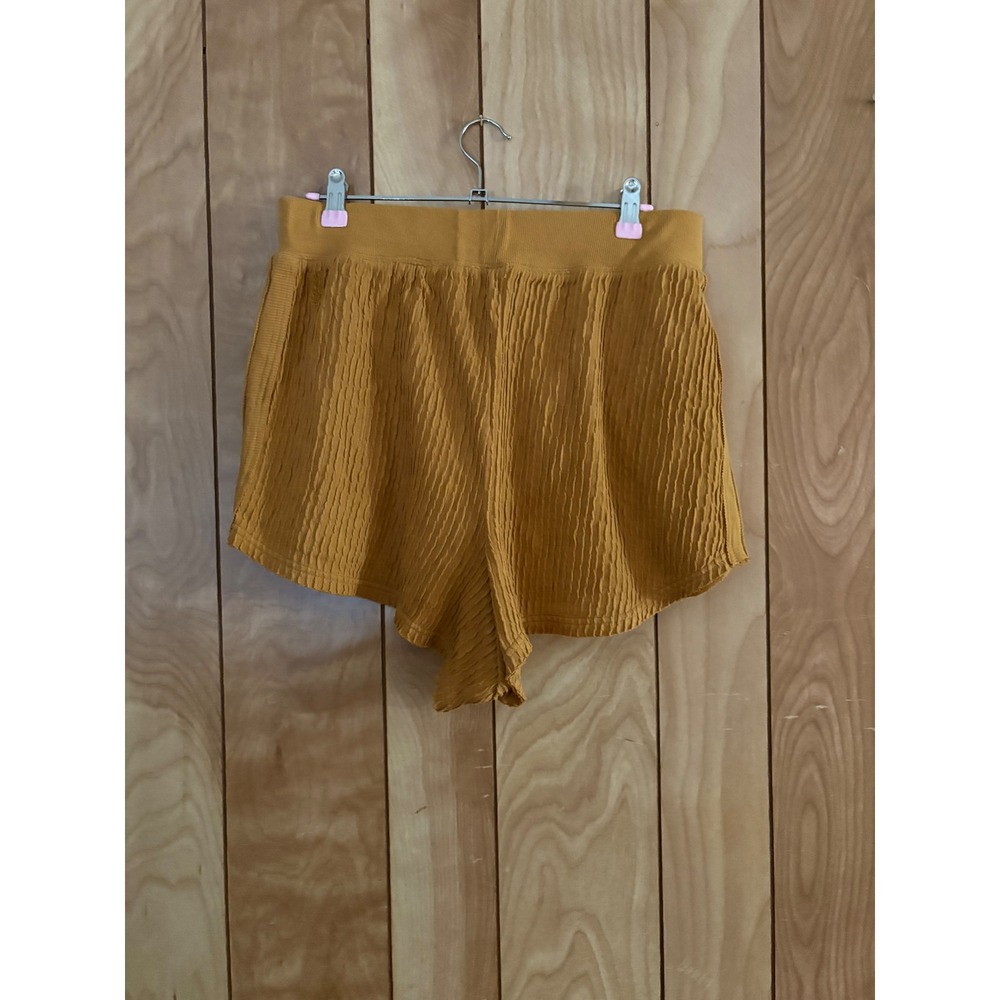 Free People FP Movement Mustard Yellow Crinkle Textured Athletic Shorts‎ Medium - Picture 2 of 5